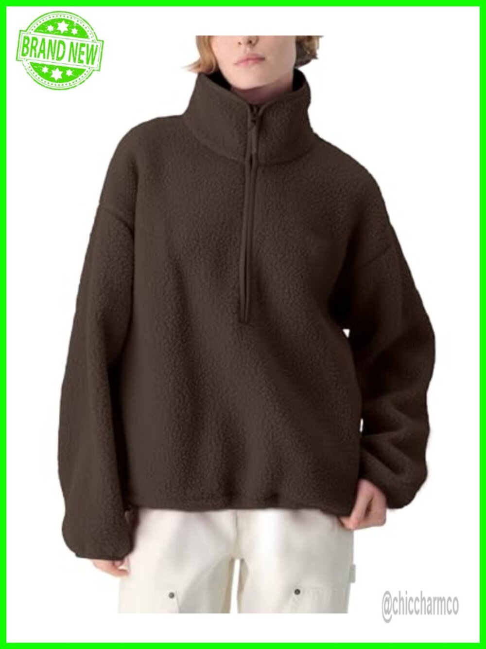 Women's Fleece Sherpa Pullover Quarter Zip Oversized Winter Coat